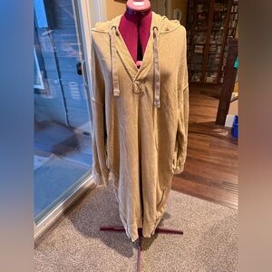 Extra Long Beige Hoodie